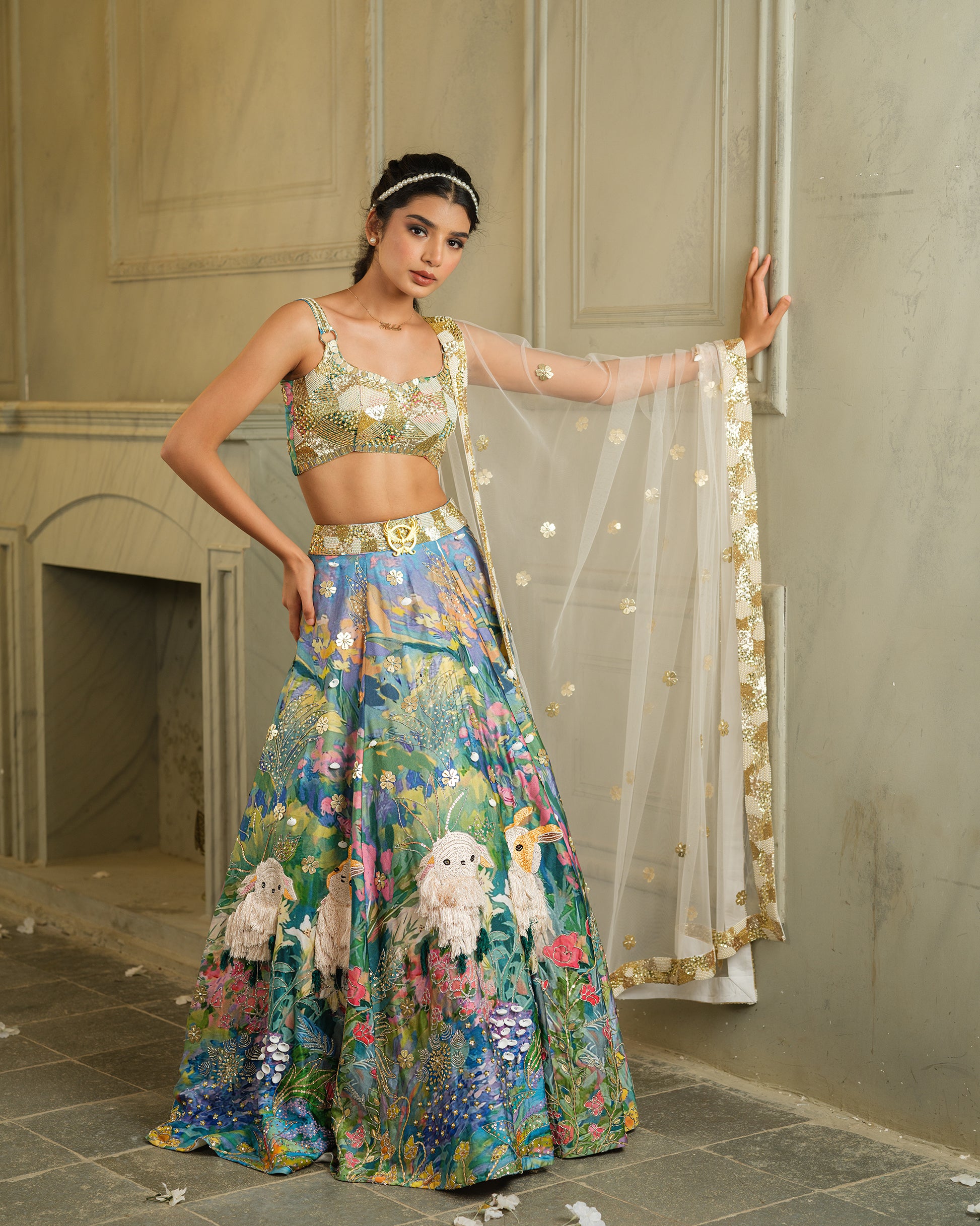 Light Blue Baagbageecha Lehenga Set