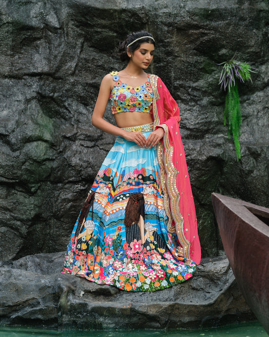 Cyan Blue Storyland Lehenga Set