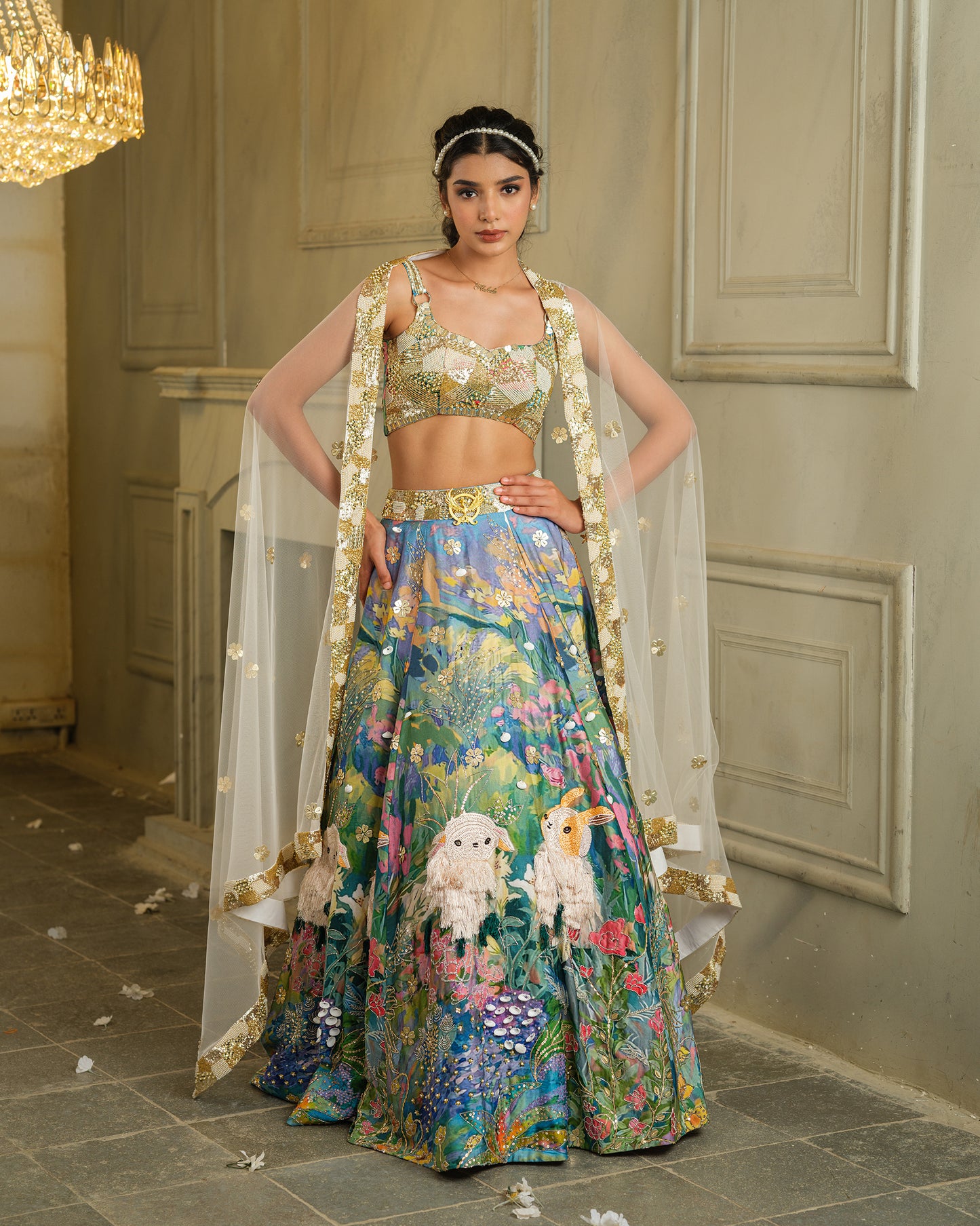 Light Blue Baagbageecha Lehenga Set