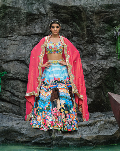 Cyan Blue Storyland Lehenga Set