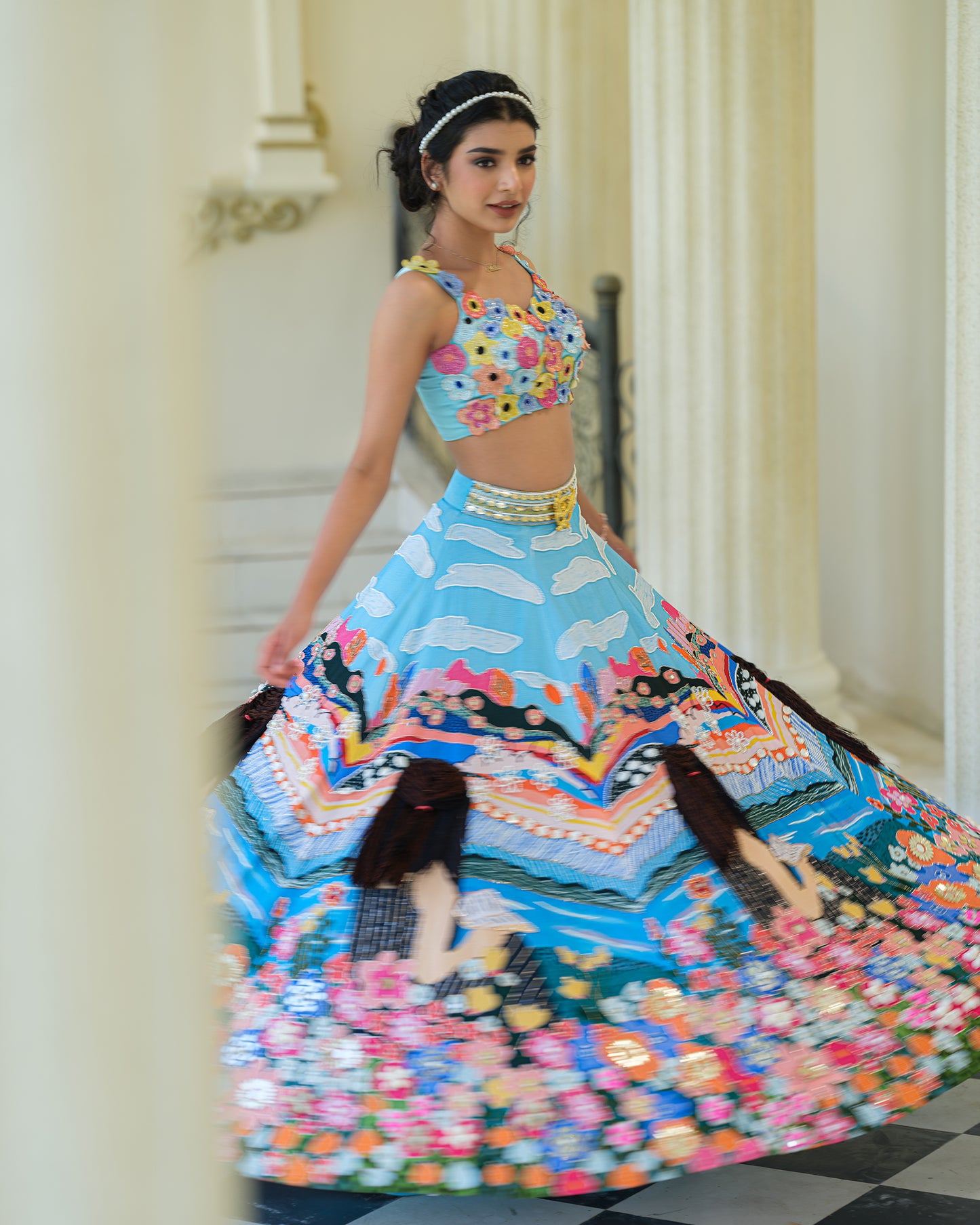 Cyan Blue Storyland Lehenga Set