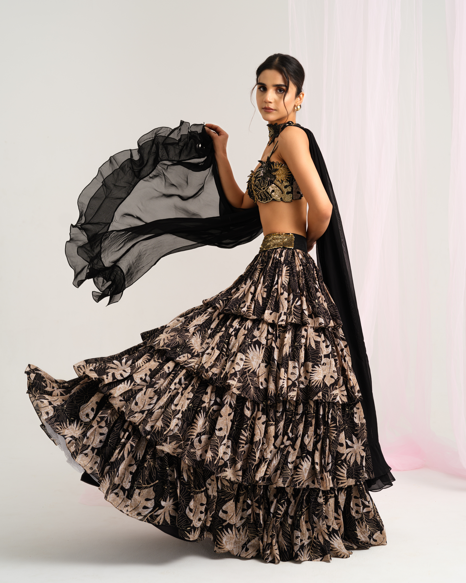 Tropical Leaf Lehenga Set